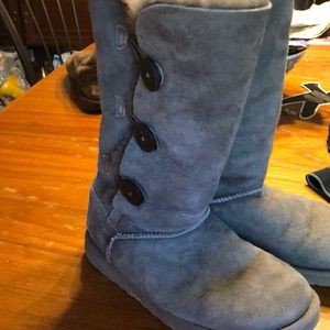 Grey button long ugg boots